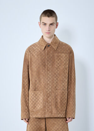 LN-CC® - Gucci: Embossed GG Suede Jacket - Beige Gucci Embossed GG Suede Jacket Beige guc0159040