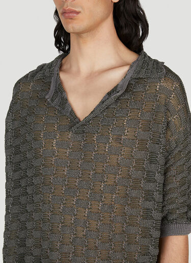 LN-CC® - Isa Boulder: Basket Weave Polo Shirt - Grey Isa Boulder Basket Weave Polo Shirt Grey isa0151003