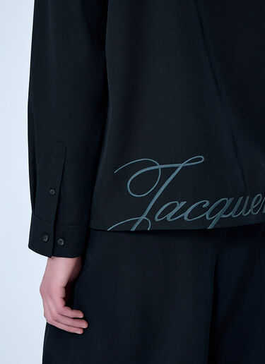 LN-CC® - Jacquemus: Zip-Front Cotton Shirt - Black Jacquemus Zip-Front Cotton Shirt Black jac0164016
