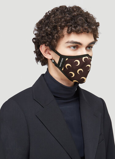 LN-CC® - Marine Serre: Moon Print Face Mask - Brown Marine Serre Moon Print Face Mask Brown mrs0342009