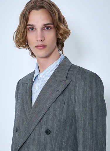 LN-CC® - Dries Van Noten: Double-Breasted Blazer - Grey Dries Van Noten Double-Breasted Blazer Grey dvn0163004