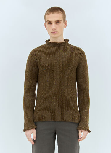 LN-CC® - Burberry: Fringed Wool Sweater - Brown Burberry Fringed Wool Sweater Brown bur0158004