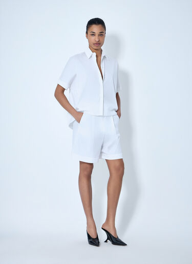 LN-CC® - Max Mara: Pleated High-Waist Shorts - White Max Mara Pleated High-Waist Shorts White max0264055