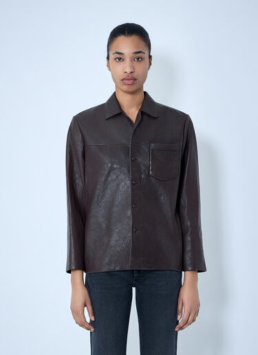 LN-CC® - Saint Laurent: Leather Jacket - Brown Saint Laurent Leather Jacket Brown sla0263021