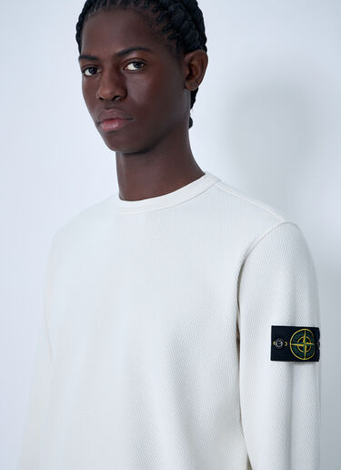 LN-CC® - Stone Island: Logo Patch Sweatshirt - Ivory Stone Island Logo Patch Sweatshirt Ivory sto0164013
