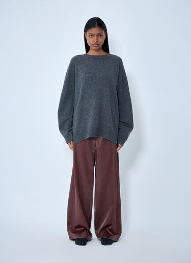 LN-CC® - Issey Miyake: 缎面阔腿牛仔裤 - 棕色 Issey Miyake 缎面阔腿牛仔裤 棕色 ism0263001