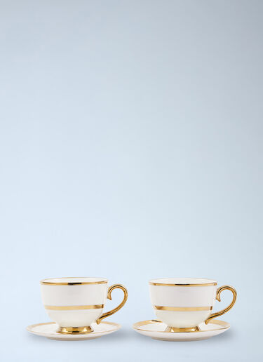 POLSPOTTEN Set Of Two Golden Finds Teacups White wps0691993