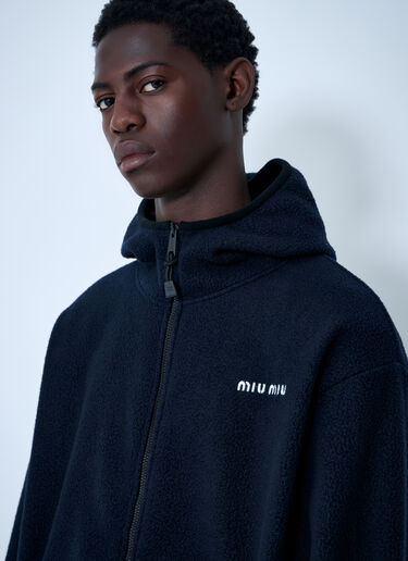 LN-CC® - Miu Miu: Hooded Logo Motif Sweatshirt - Blue Miu Miu Hooded Logo Motif Sweatshirt Blue miu0362002