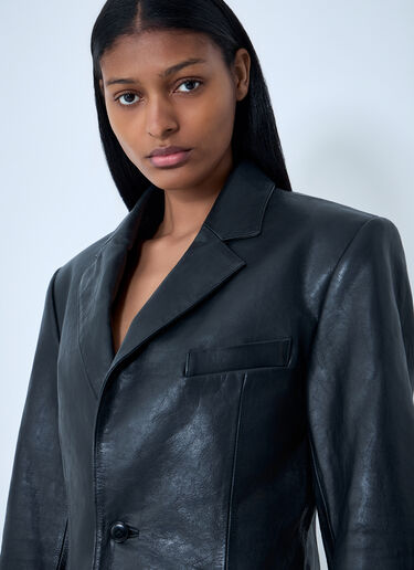 LN-CC® - Alexander Wang: Leather Single-Breasted Blazer - Black Alexander Wang Leather Single-Breasted Blazer Black awg0263011