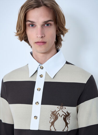 LN-CC® - Vivienne Westwood: Archive Rugby Cotton Polo Shirt - Brown Vivienne Westwood Archive Rugby Cotton Polo Shirt Brown vvw0164014