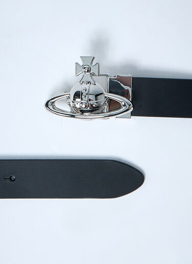 LN-CC® - Vivienne Westwood: Orb Leather Belt - Black Vivienne Westwood Orb Leather Belt Black vvw0161017