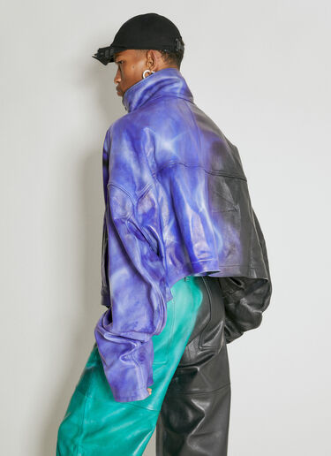 LN-CC® - Gerrit Jacob: Oversized High Neck Leather Jacket - Purple Gerrit Jacob Oversized High Neck Leather Jacket Purple gjb0154007