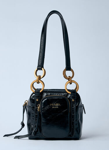 Prada ミニ ダングル レザーハンドバッグ  ブラック pra0260067