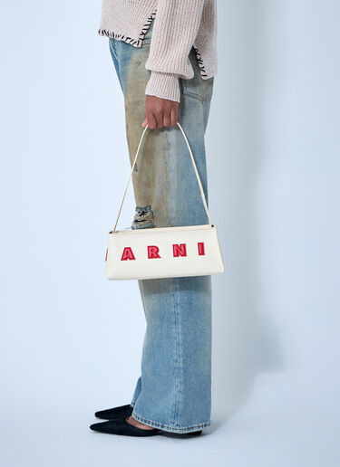 Marni Leather Baguette Musuem Shoulder Bag Beige mni0261019