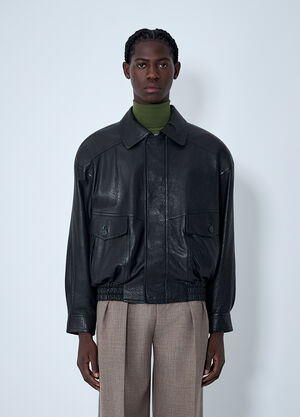 LN-CC® - Saint Laurent: Leather Blouson Jacket - Black Saint Laurent Leather Blouson Jacket Black sla0162008