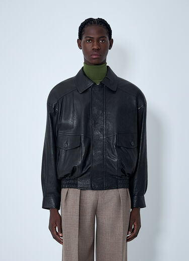 LN-CC® - Saint Laurent: Leather Blouson Jacket - Black Saint Laurent Leather Blouson Jacket Black sla0162008