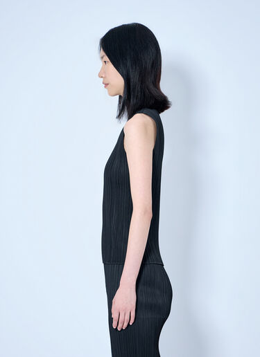 LN-CC® - Pleats Please Issey Miyake: Sleeveless Ribbed High-Neck Top - Black Pleats Please Issey Miyake Sleeveless Ribbed High-Neck Top Black plp0264015