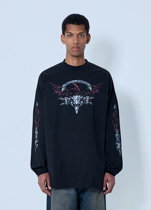 LN-CC® - VETEMENTS: Graphic Long Sleeve T-Shirt - Black VETEMENTS Graphic Long Sleeve T-Shirt Black vet0164005