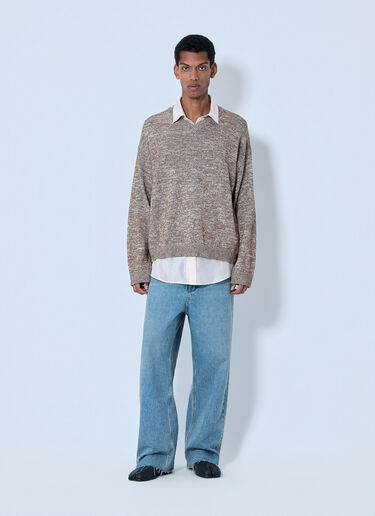 Maison Margiela 브이넥 니트 스웨터 갈색 mla0164100