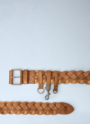 LN-CC® - Miu Miu: Braided Leather Belt with Hook Attachments - Brown Miu Miu Braided Leather Belt with Hook Attachments Brown miu0264110