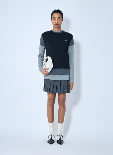 LN-CC® - Miu Miu: Set Of Three Logo Patch T-Shirts - Grey Miu Miu Set Of Three Logo Patch T-Shirts Grey miu0260055