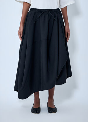 Y-3 Asymmetric Gathered Midi Skirt Black yyy0264002