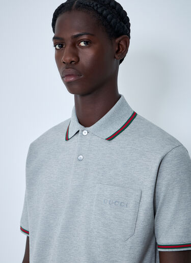 LN-CC® - Gucci: Logo Motif Polo Shirt - Grey Gucci Logo Motif Polo Shirt Grey guc0161024