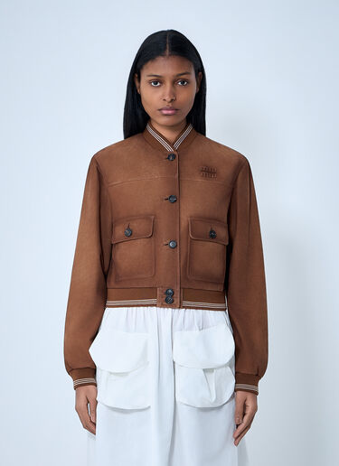 Miu Miu Suede Bomber Jacket Brown miu0263004
