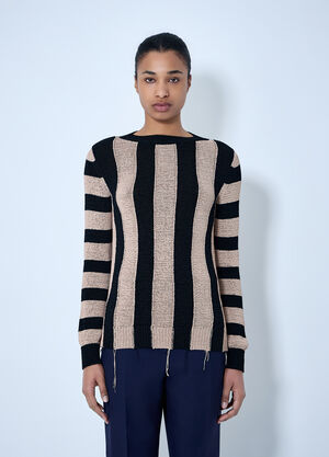 LN-CC® - Dries Van Noten: Striped Knit Sweater - Black Dries Van Noten Striped Knit Sweater Black dvn0264017