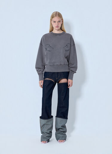 LN-CC® - Jean Paul Gaultier: Fleece Embroidered Sweatshirt - Grey Jean Paul Gaultier Fleece Embroidered Sweatshirt Grey jpg0264021