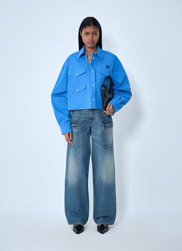 Miu Miu Cropped Utility Shirt Purple miu0264002