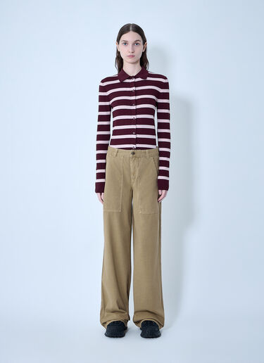 LN-CC® - Moncler: Ribbed Knit Striped Cardigan - Pink Moncler Ribbed Knit Striped Cardigan Pink mon0264032