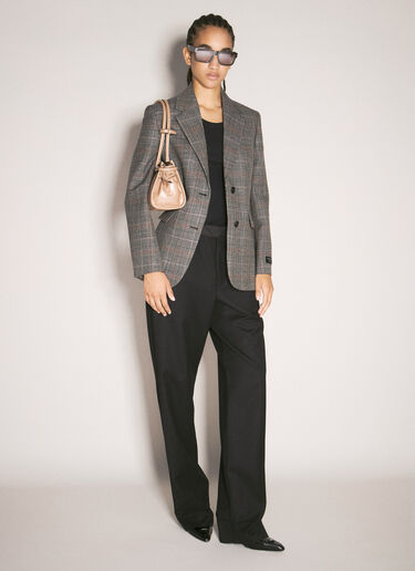 LN-CC® - Prada: Prince Of Wales Single-Breasted Blazer - Grey Prada Prince Of Wales Single-Breasted Blazer Grey pra0258021