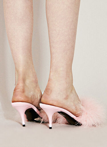 LN-CC® - Balenciaga: Boudoir Feather-Trimmed Leather Heel Sandals - Pink Balenciaga Boudoir Feather-Trimmed Leather Heel Sandals Pink bal0256018