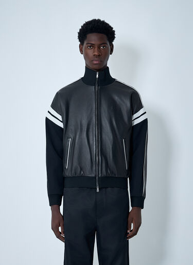 Wales Bonner Leather Logo Motif Bomber Jacket Black wbn0162006