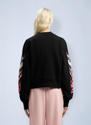 LN-CC® - Palm Angels: Flames Fitted Crew Sweatshirt - Black Palm Angels Flames Fitted Crew Sweatshirt Black pma0262075