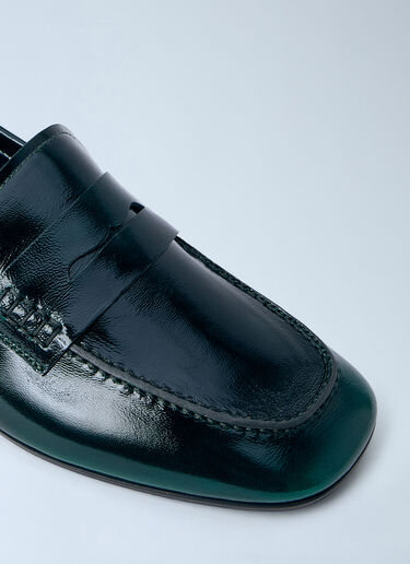 Dries Van Noten Polished Leather Loafers Green dvn0263025