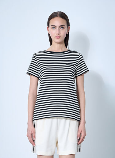 LN-CC® - Moncler: Striped Logo Motif T-Shirt - Black Moncler Striped Logo Motif T-Shirt Black mon0260026