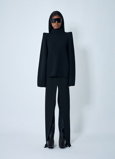 LN-CC® - Rick Owens: Wool Shoulder Pad Sweater - Black Rick Owens Wool Shoulder Pad Sweater Black ric0262006