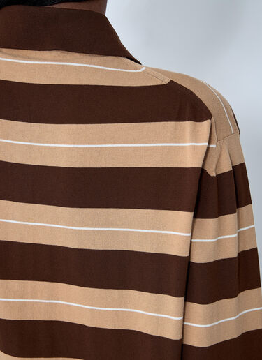 LN-CC® - Miu Miu: Cotton Striped Polo Shirt - Brown Miu Miu Cotton Striped Polo Shirt Brown miu0261002