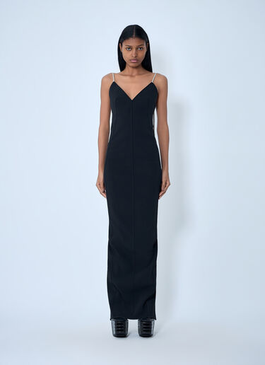 LN-CC® - Rick Owens: Spaghetti Strap Column Dress - Black Rick Owens Spaghetti Strap Column Dress Black ric0263035