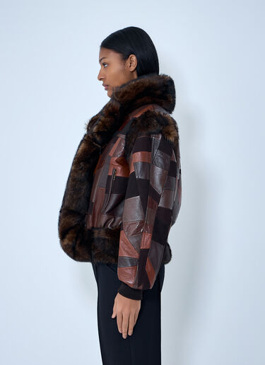 Chloé Patchwork Leather Jacket Brown chl0262006