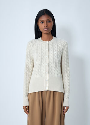LN-CC® - Lacoste: Cable Knit Cardigan - Cream Lacoste Cable Knit Cardigan Cream lac0262005