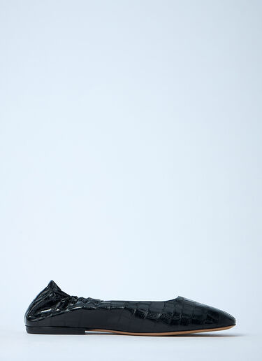 Dries Van Noten Croc-Embossed Ballerina Flats Black dvn0259005