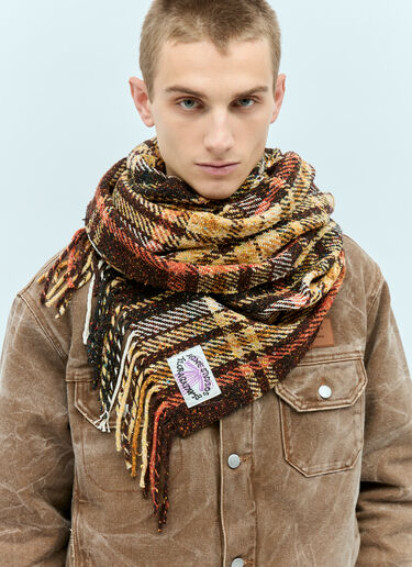 Acne Studios 격자 무늬 프린지 스카프 브라운 acn0156030