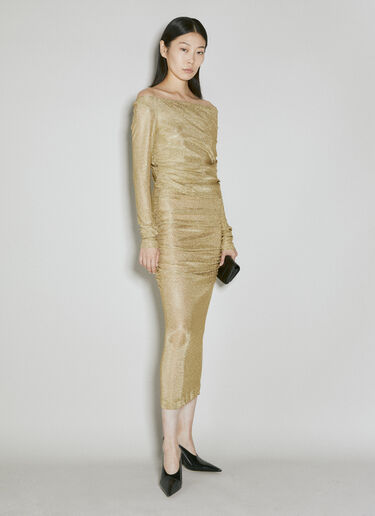 LN-CC® - Dolce & Gabbana: Lurex Mesh Midi Dress - Gold Dolce & Gabbana Lurex Mesh Midi Dress Gold dol0254018