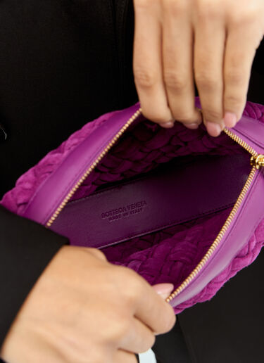LN-CC® - Bottega Veneta: Kalimero Cha-Cha Suede Shoulder Bag - Purple Bottega Veneta Kalimero Cha-Cha Suede Shoulder Bag Purple bov0258016