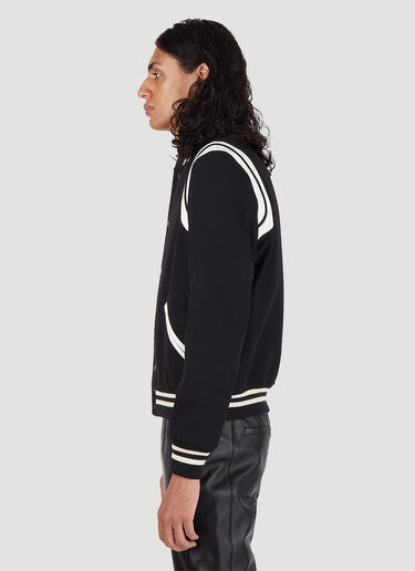 LN-CC® - Saint Laurent: Teddy Varsity Bomber Jacket - Black Saint Laurent Teddy Varsity Bomber Jacket Black sla0145024