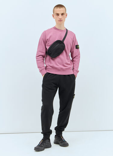 LN-CC® - Stone Island: Logo Embroidery Belt Bag - Black Stone Island Logo Embroidery Belt Bag Black sto0158059