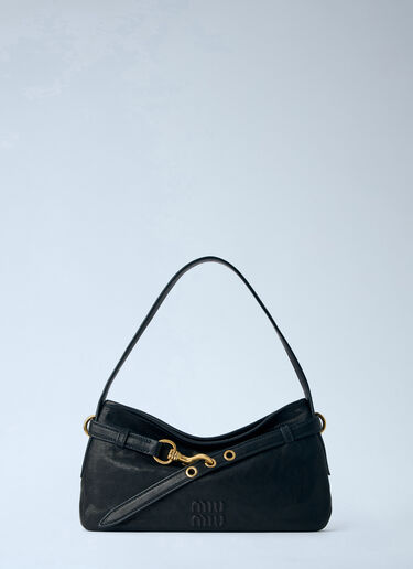 Miu Miu Adventure Nappa Leather Shoulder Bag Black miu0264202